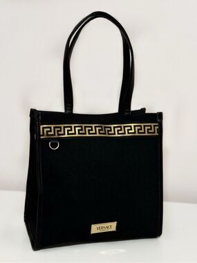 Versace Fragrances Luxury Black Canvas Shoulder Bag